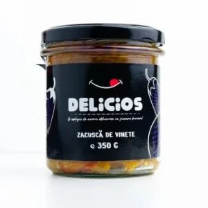 Zacusca de Vinete Tradițională, Delicatesă din Vinete Coapte, Ardei Copți și Roșii 350g